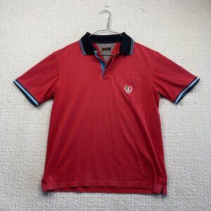 Harmont Blaine Polo Shirt L Men's Short Sleeve Red Preppy Italy Flag Logo Golf
